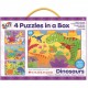 Set 4 puzzle-uri Dinozauri 12, 16, 20, 24 piese