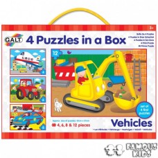 Set 4 puzzle-uri Vehicule 4, 6, 8, 12 piese